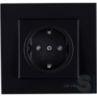 Розетка с заземлением и шторками 16A/220V Arvia Electric KAREN Черный (20 07 2000 243)